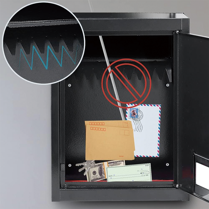 Through The Wall Drop Box,16.5" x 12.5" x 6"Mail Drop Box w/Adjustable Chute,Rainproof Mail Slots Walls Thickness 2.8” to 7.9” for Home Office Apartment,Black