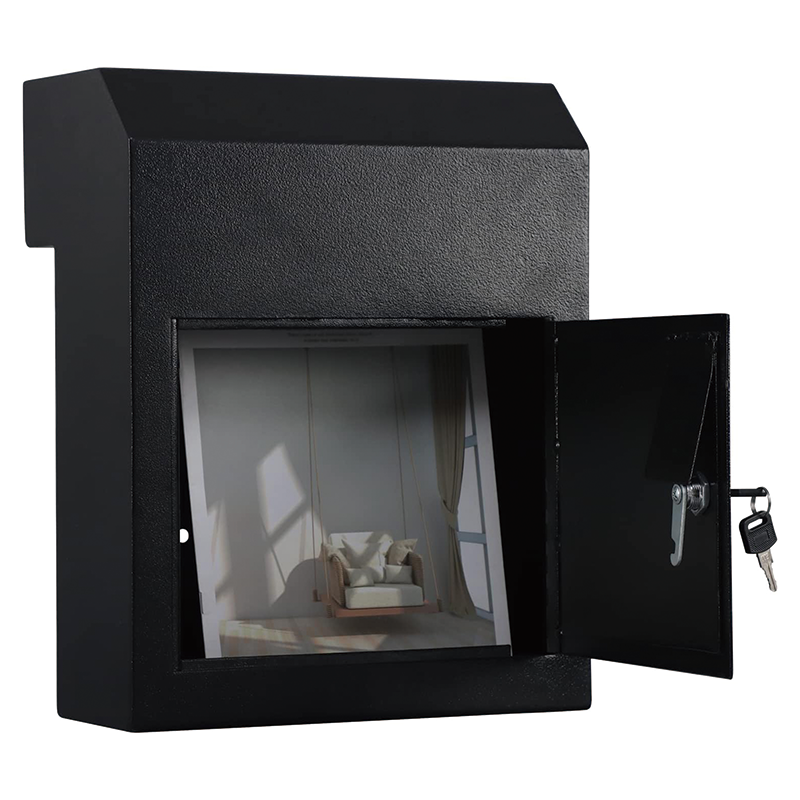 Door Drop Box for Mail,Heavy Duty Steel Through the Door Mailbox,15''x12''x6'',Through The Door Safe Locking Drop Box