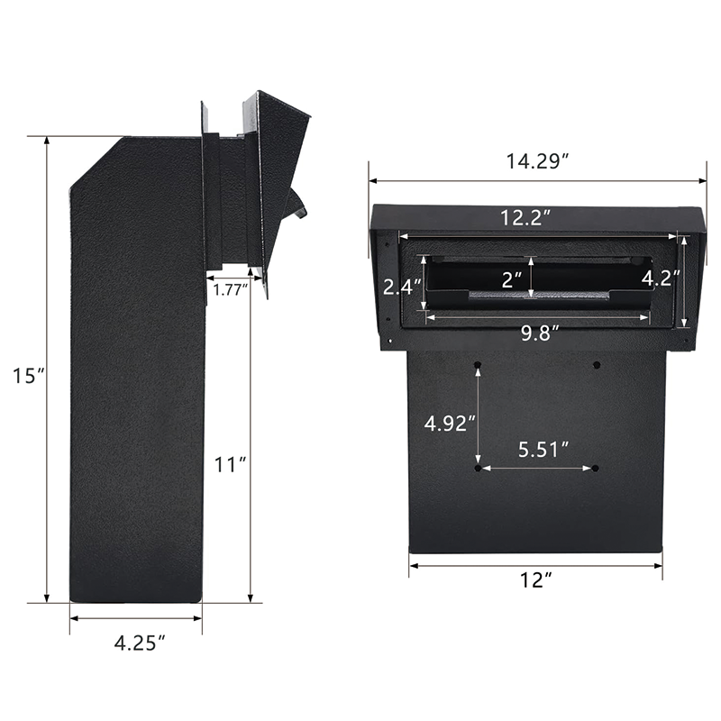 Door Drop Box for Mail,Heavy Duty Steel Through the Door Mailbox,15''x12''x6'',Through The Door Safe Locking Drop Box