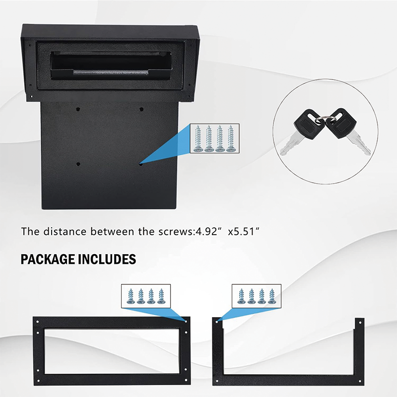 Door Drop Box for Mail,Heavy Duty Steel Through the Door Mailbox,15''x12''x6'',Through The Door Safe Locking Drop Box