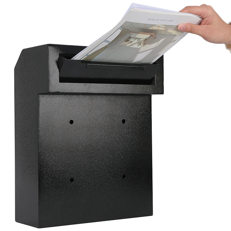 Door Drop Box for Mail,Heavy Duty Steel Through the Door Mailbox,15''x12''x6'',Through The Door Safe Locking Drop Box