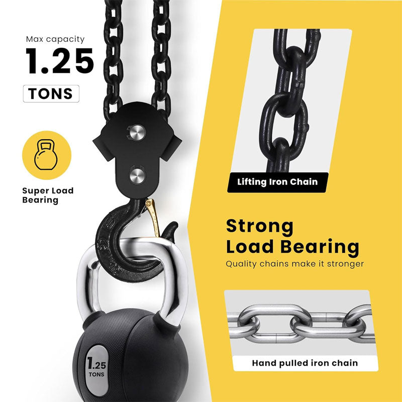 Manual Chain Hoist 1 Ton 2200 Lbs Capacity 10ft With 2 Heavy Duty Hooks, Manual Chain Hoist For Warehouse Building Auto Machinery Red