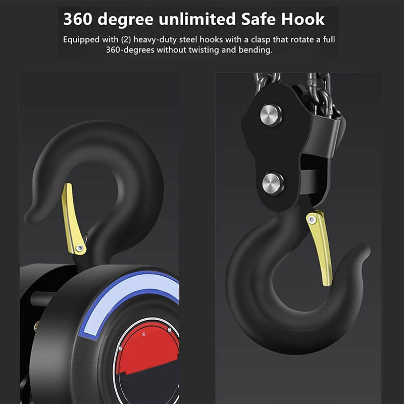 Manual Chain Hoist, 1 Ton / 2000 lbs Capacity, 10 Ft Lift, For Transport And Shop Lifting