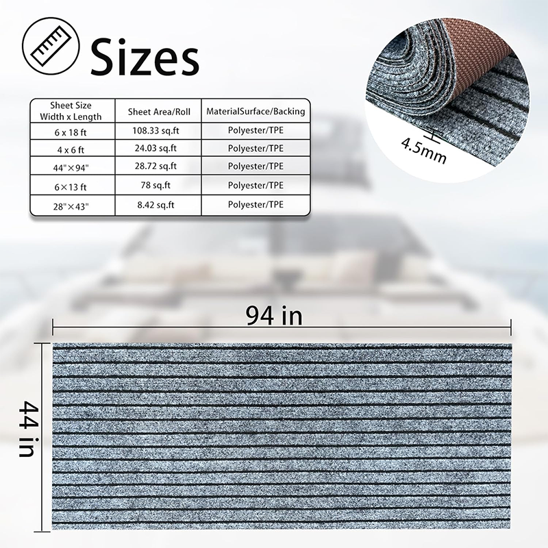 Marine Carpet Boat Carpet Marine Grade - Waterproof Grey Teak Indoor/Outdoor Carpet with Marine Backing, Anti-Slide, Cuttable, Easy-to-Clean Patio and Deck Rug