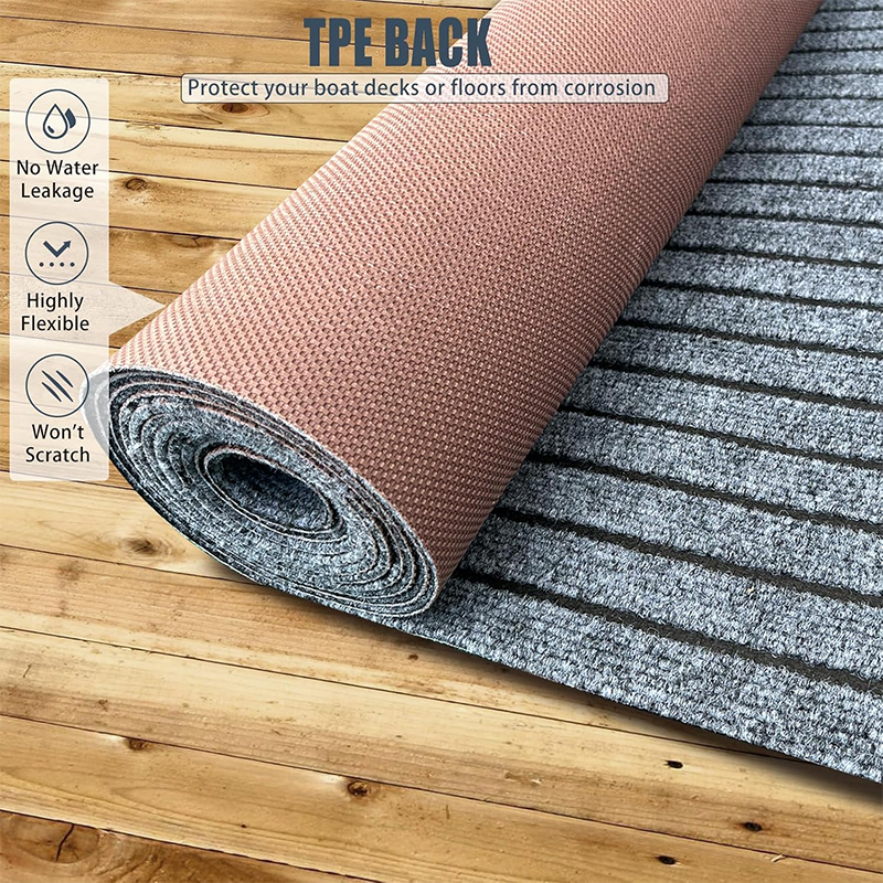 Marine Carpet Boat Carpet Marine Grade - Waterproof Grey Teak Indoor/Outdoor Carpet with Marine Backing, Anti-Slide, Cuttable, Easy-to-Clean Patio and Deck Rug