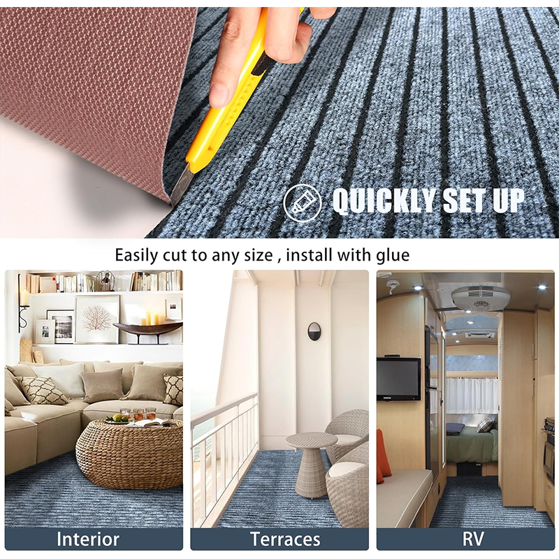 Marine Carpet Boat Carpet Marine Grade - Waterproof Grey Teak Indoor/Outdoor Carpet with Marine Backing, Anti-Slide, Cuttable, Easy-to-Clean Patio and Deck Rug