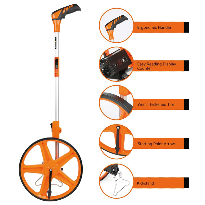 Distance Measuring Wheel,12.5" Foldable Rolling Measure Wheel in Feet with Kickstand and Carrying Bag, Measurement Up To 9999.9Ft,Suitable for Lawn/Hard/Soft/Wood Road Measuring
