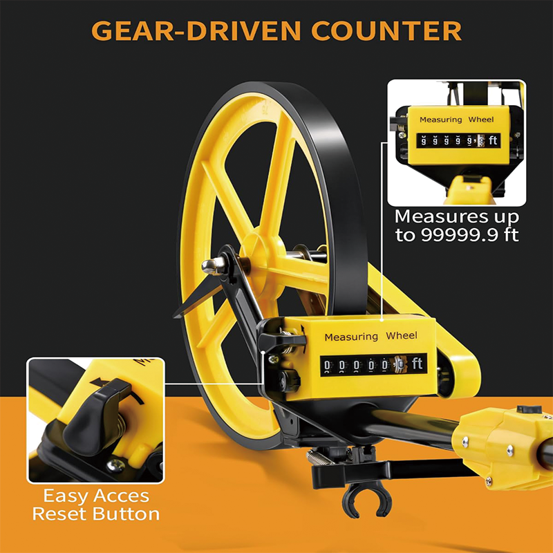 Measuring Wheel in Feet and Inches, 12.5 Inch Centerline Rolling Tape Measure Wheel , Measurement 0-9,999Ft