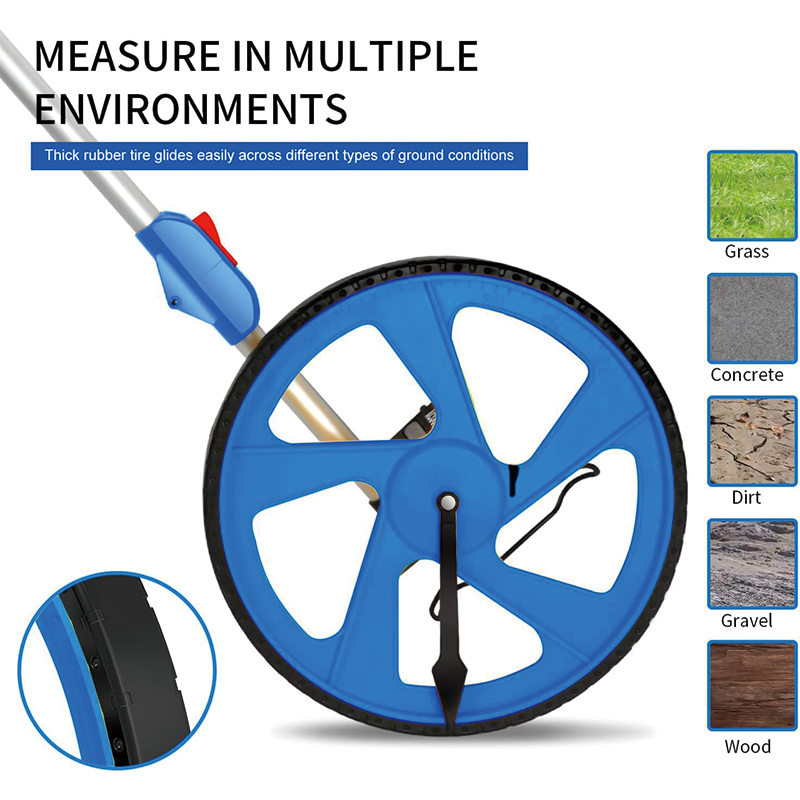 Measuring Wheel in Feet, 12 in Wheel Diameter, 3-Sections Collapsible with Backpack , Adapt to various roads