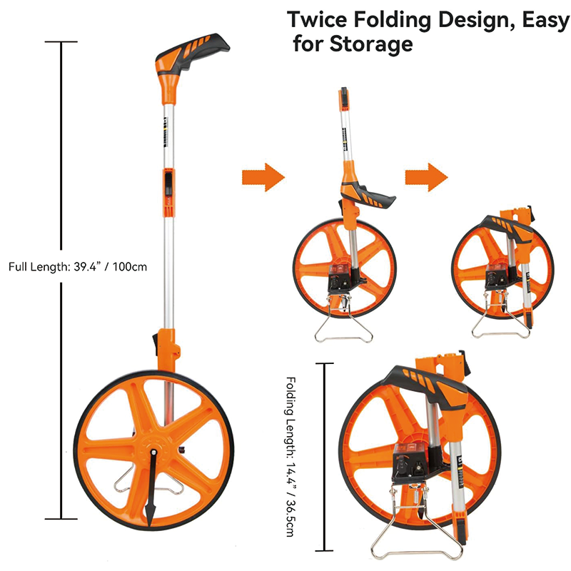 Distance Measuring Wheel,12.5" Foldable Rolling Measure Wheel in Feet with Kickstand and Carrying Bag, Measurement Up To 9999.9Ft,Suitable for Lawn/Hard/Soft/Wood Road Measuring