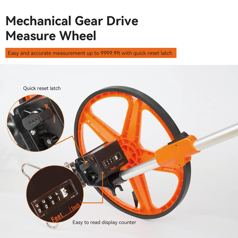 Distance Measuring Wheel,12.5" Foldable Rolling Measure Wheel in Feet with Kickstand and Carrying Bag, Measurement Up To 9999.9Ft,Suitable for Lawn/Hard/Soft/Wood Road Measuring