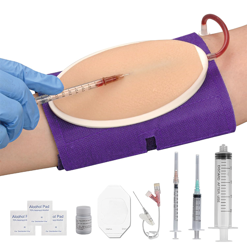 Phlebotomy and Venipuncture Practice Kit, includes a wearable arm and tools for students and professionals to hone their skills