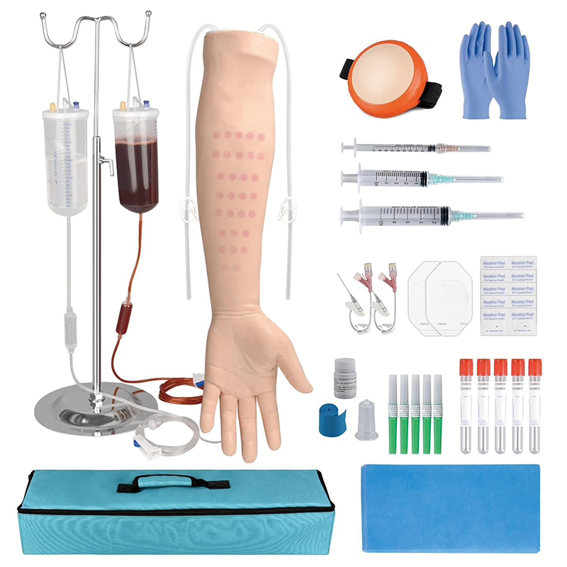 Intravenous Practice Arm Kit, IV Venipuncture Intravenous Training Kit with Carrying Bag, for Students and Professionals