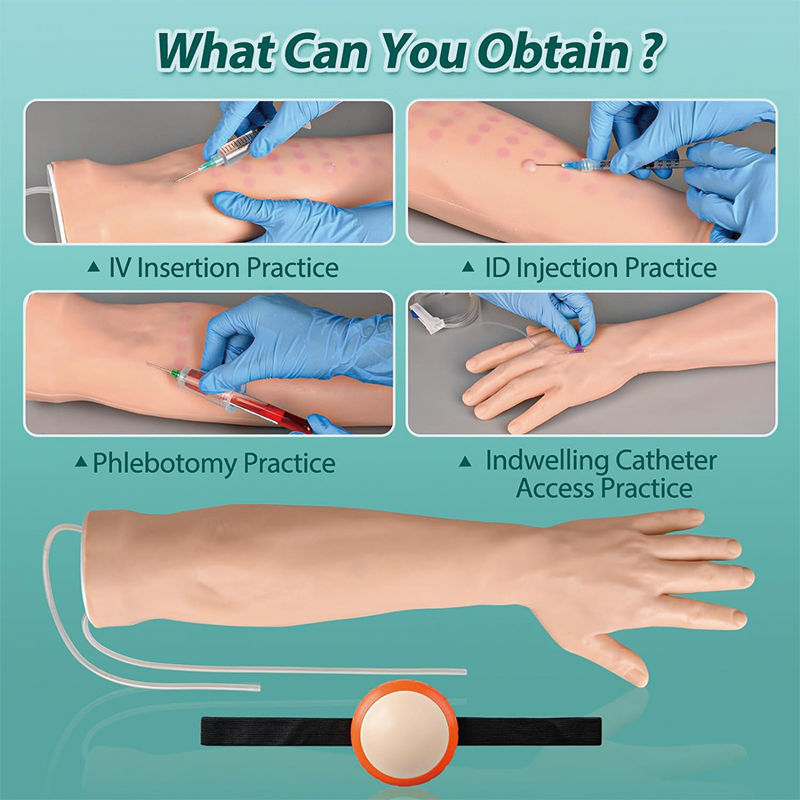Intravenous Practice Arm Kit, IV Venipuncture Intravenous Training Kit with Carrying Bag, for Students and Professionals