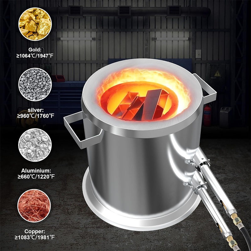 25KG Propane Melting Furnace Kit with Lifting Clamp Made of Stainless Steel Including Crucible Casting Kiln Forge for Melting Scrap Metal Recycling Gold Copper Aluminum Casting Machine