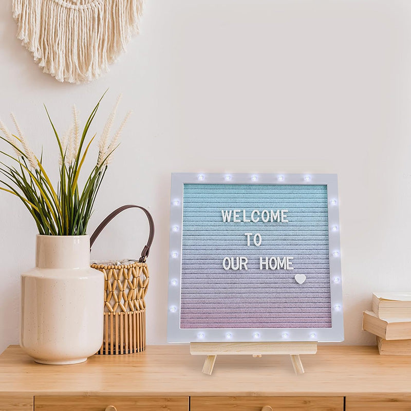10in × 10in Message Board LED Gradient Felt Letter Board Sign Lights for Valentine's Day Birthday Gifts Baby Showers Wedding Party Decor