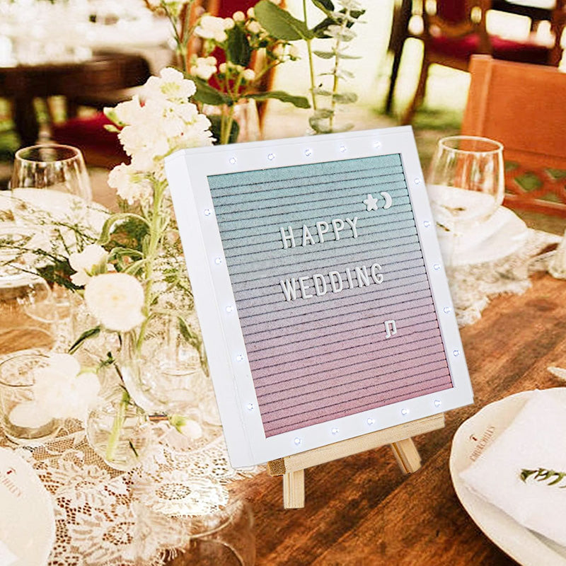 10in × 10in Message Board LED Gradient Felt Letter Board Sign Lights for Valentine's Day Birthday Gifts Baby Showers Wedding Party Decor