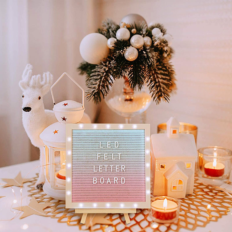 10in × 10in Message Board LED Gradient Felt Letter Board Sign Lights for Valentine's Day Birthday Gifts Baby Showers Wedding Party Decor