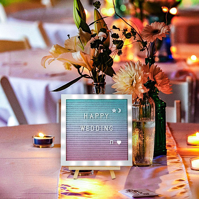 10in × 10in Message Board LED Gradient Felt Letter Board Sign Lights for Valentine's Day Birthday Gifts Baby Showers Wedding Party Decor