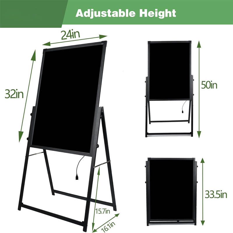 Message Board 32” x 24" Standing A-Fram Flashing Mode DIY Message Chalkboard for Kitchen Wedding Promotions