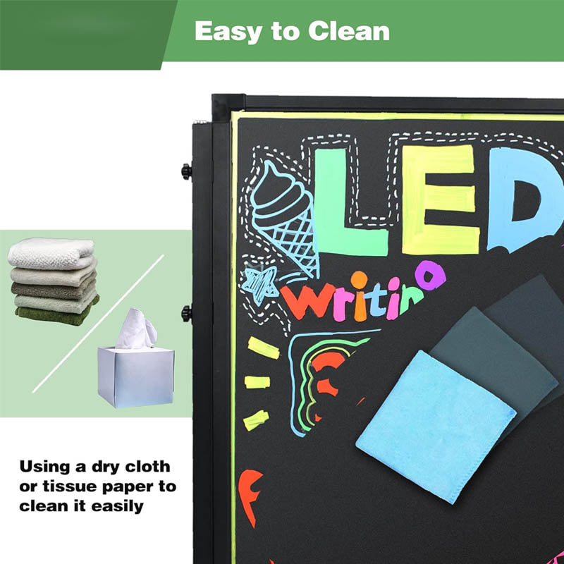 Message Board 32” x 24" Standing A-Fram Flashing Mode DIY Message Chalkboard for Kitchen Wedding Promotions