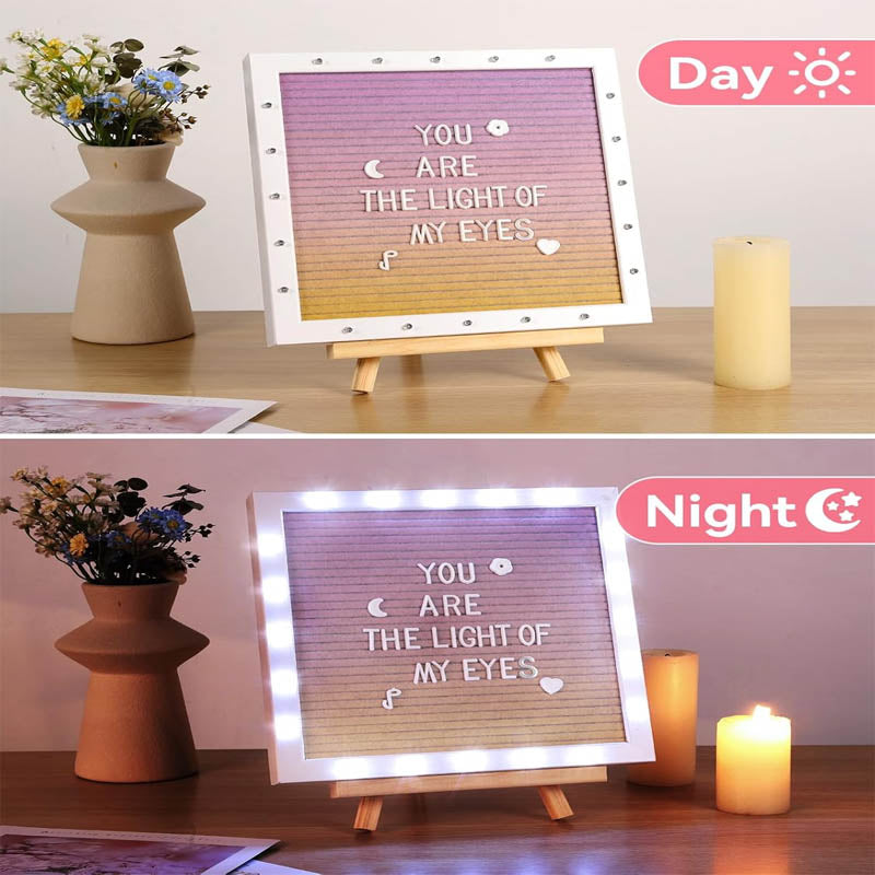 Message Board with LED Lights 470 Letters Tripod Stand 10 × 10in Changeable Message Board Wall Mounte
