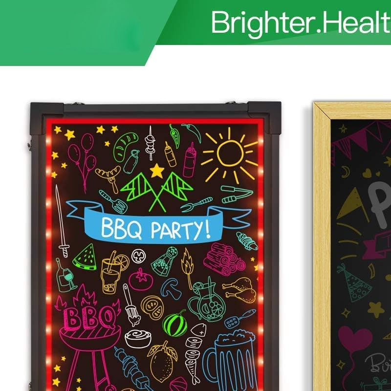 16"X 12" LED Message Board Illuminated Erasable Neon Effect Restaurant Menu Sign with 8 Colors Markers