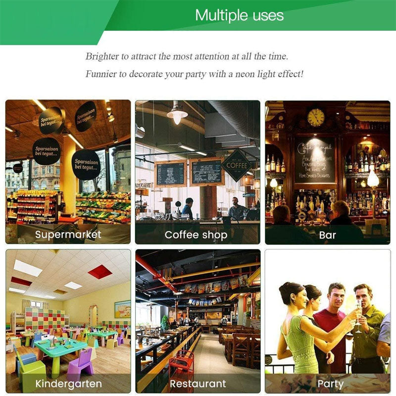 16"X 12" LED Message Board Illuminated Erasable Neon Effect Restaurant Menu Sign with 8 Colors Markers