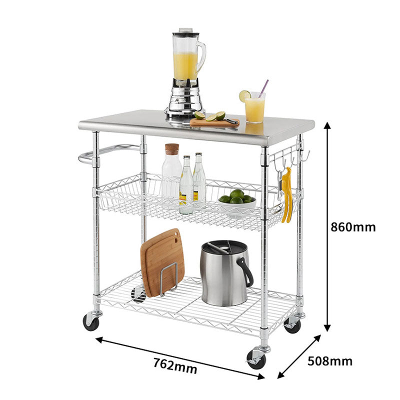 Stainless Steel Trolley Three Layers, Multi-Layer Stainless Steel Restaurant Trolley