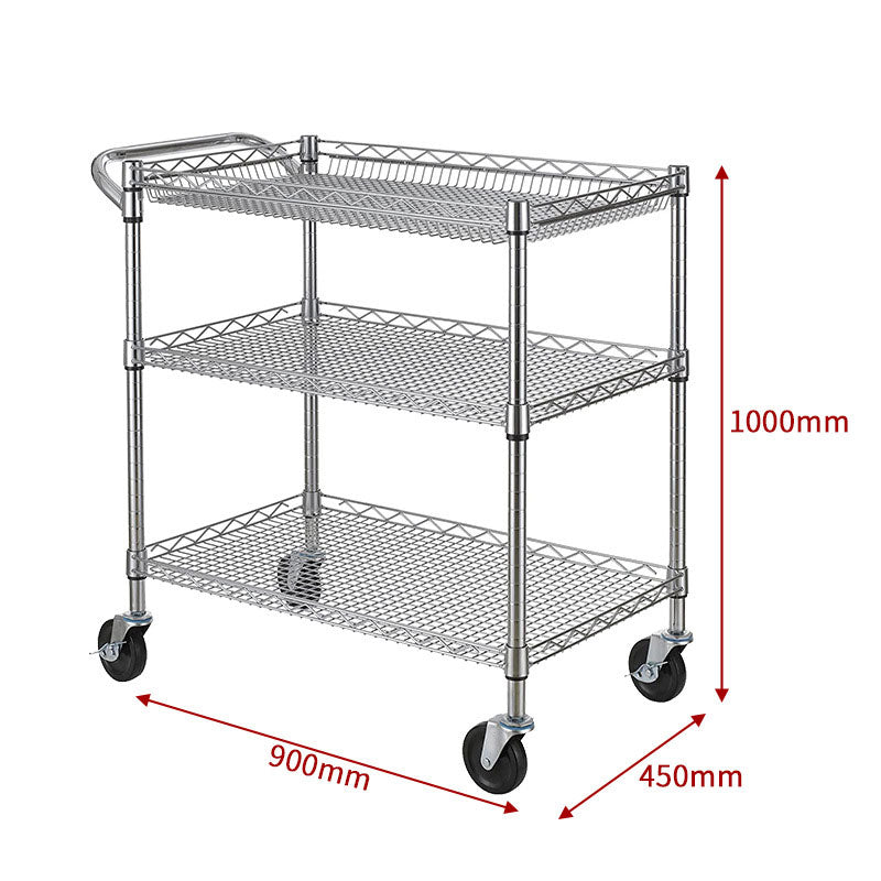 Multifunctional Kitchen Basket Trolley, Outdoor Tool Storage Rack
