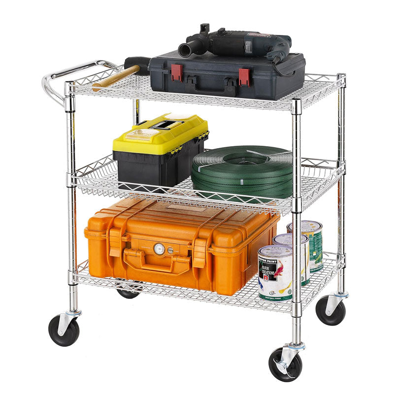 Multifunctional Kitchen Basket Trolley, Outdoor Tool Storage Rack