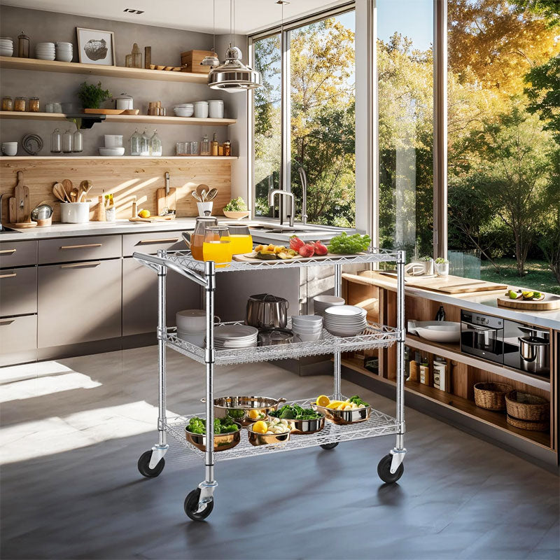 Multifunctional Kitchen Basket Trolley, Outdoor Tool Storage Rack