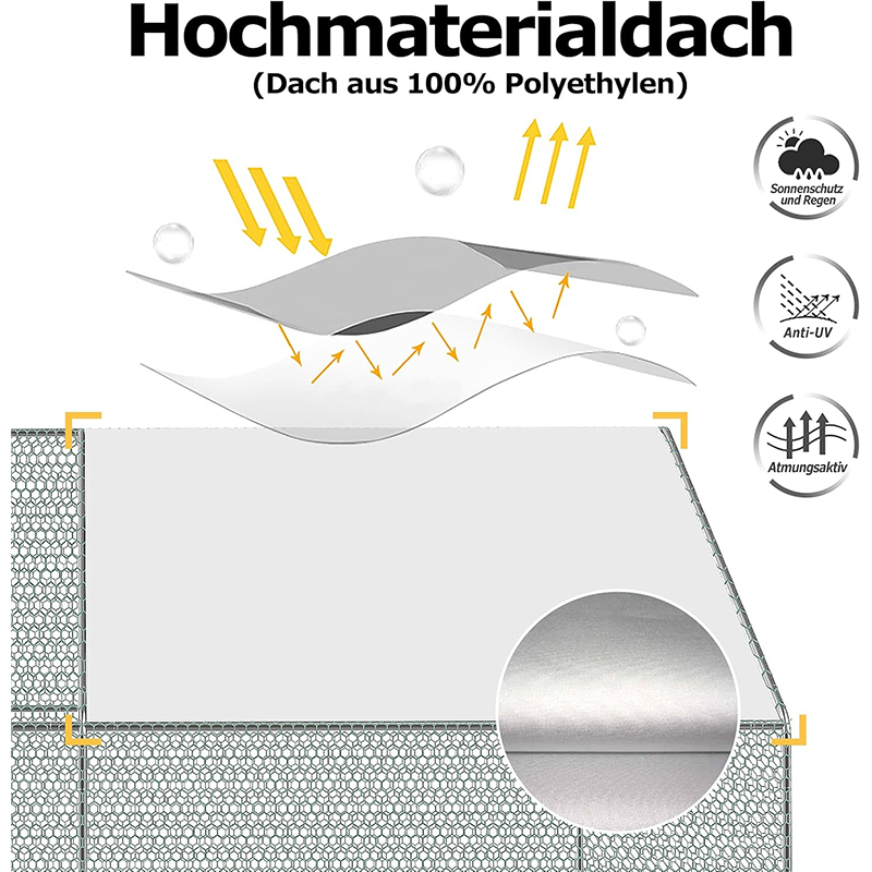 Metal Chicken Coop, Metal Chicken House, 3 x 2 x 2 m, Chicken House Roof, Galvanized Pe Steel Frame