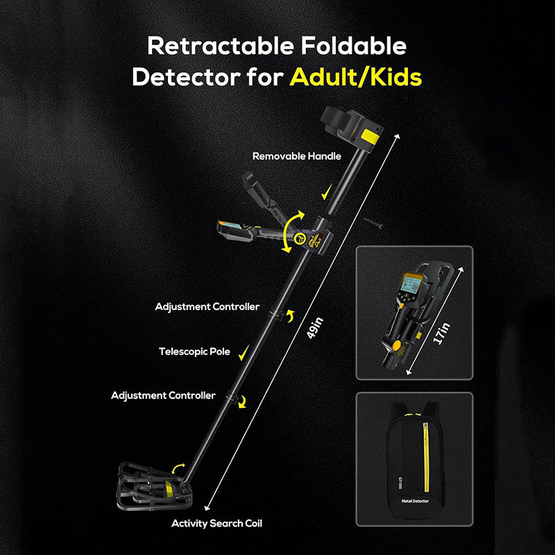 10" IP68 Coil Metal Detector Professional Higher Accuracy Metal Detector with LCD Display Retractable Foldable