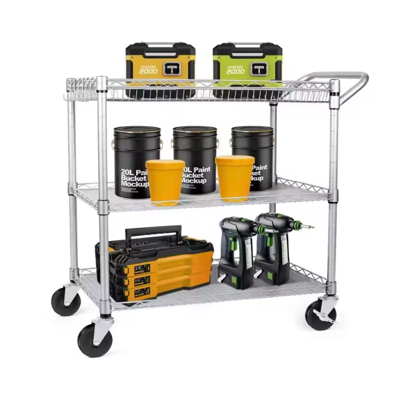 Multifunctional 990Lbs Capacity Heavy Duty Metal Storage Rolling Utility Cart with Wheels