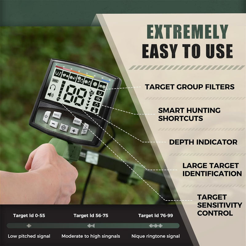 12" IP68 Coil Metal Detectors Pinpoint Metal Detector Waterproof Gold and Silver New Advanced DSP Chip