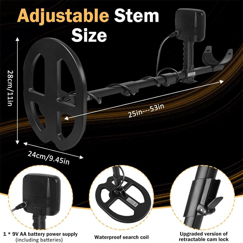 14 inch Metal Detectors Dual D Waterproof Search Coil with Needle tip LCD Backlight Display Gold Detector, Including Positioning Rod