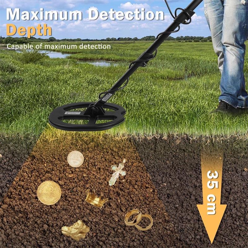 14 inch Metal Detectors Dual D Waterproof Search Coil with Needle tip LCD Backlight Display Gold Detector, Including Positioning Rod