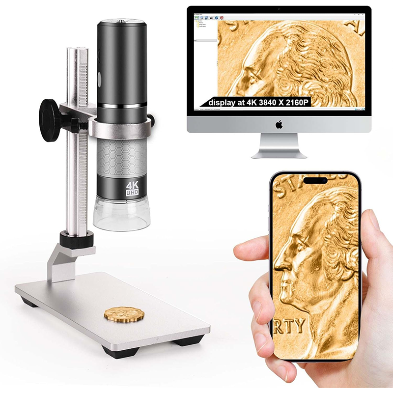 4K Microscope with Professional Stand for iPhone Android PC, 50-1000X Digital USB Microscope Endoscope HD Camera for All Phones iPad Android Tablets Windows Mac Chrome Linux