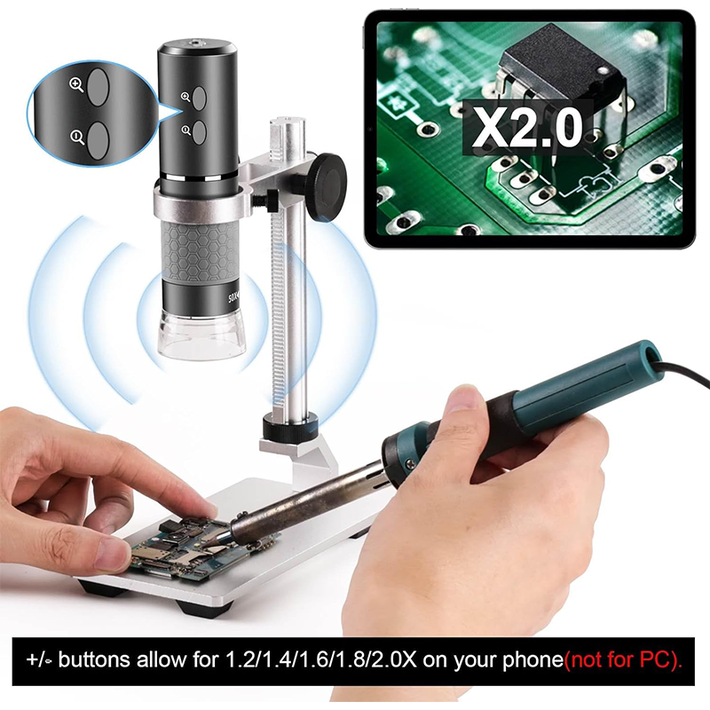 4K Microscope with Professional Stand for iPhone Android PC, 50-1000X Digital USB Microscope Endoscope HD Camera for All Phones iPad Android Tablets Windows Mac Chrome Linux