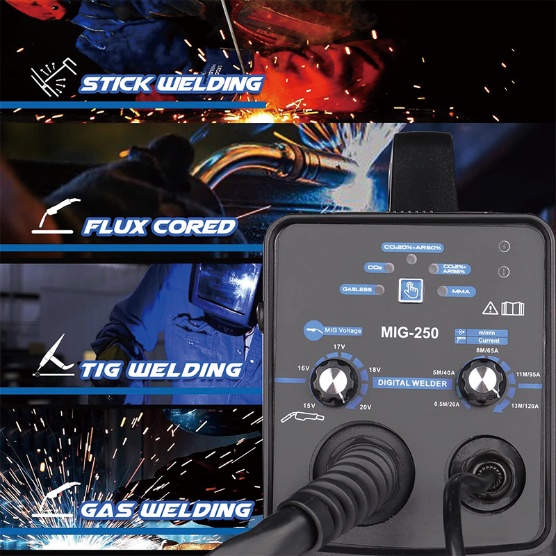 MIG Welder,4 in 1 Multiprocess 130Amp Mig Welder,110V Small Pure Copper ARC MMA Stick Welder,for Stainless Steel, Carbon Steel