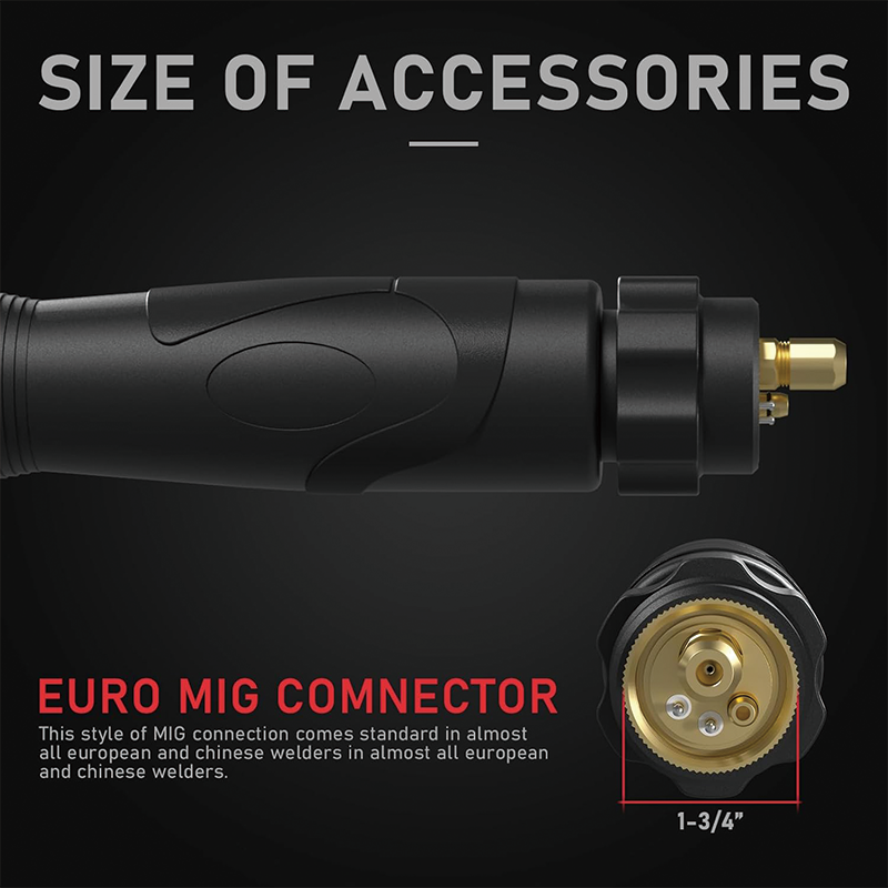 15Ft MIG Welding Gun, 250Amp Euro connection Replacement MIG Welding Gun, for Torch Welder Gun Miller Welding Gun