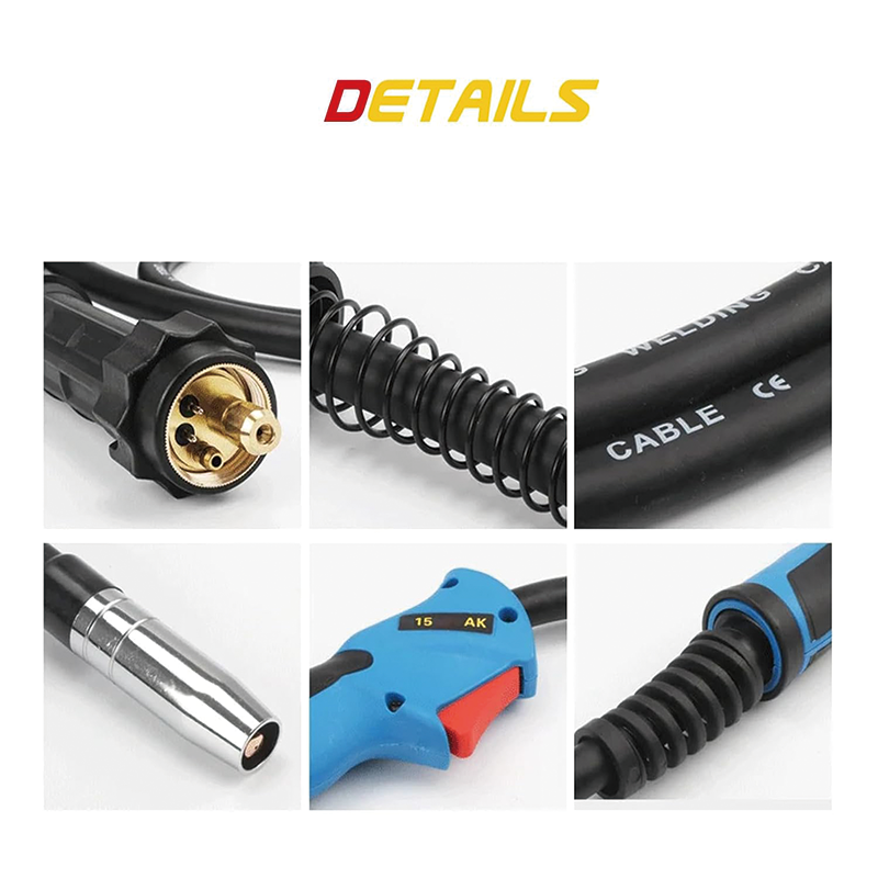 10Ft Mig Welding Gun, MIG Welder Torch Inert Gas for MIG MAG Welding Binzel Type Flexible Head