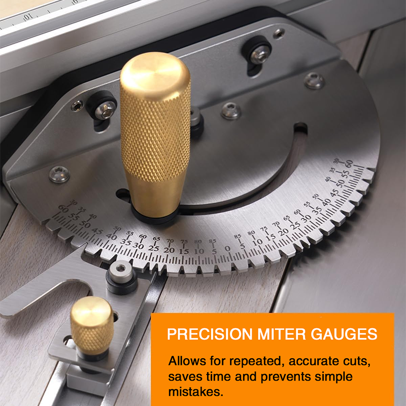 Mitre Gauge Angle Stop for Table Saw, 450 mm T-Rail and Adjustable to 0-60 Degrees Precise Cutting, with Brass Guide Knob, Angle Miter Gauge for Table Saws