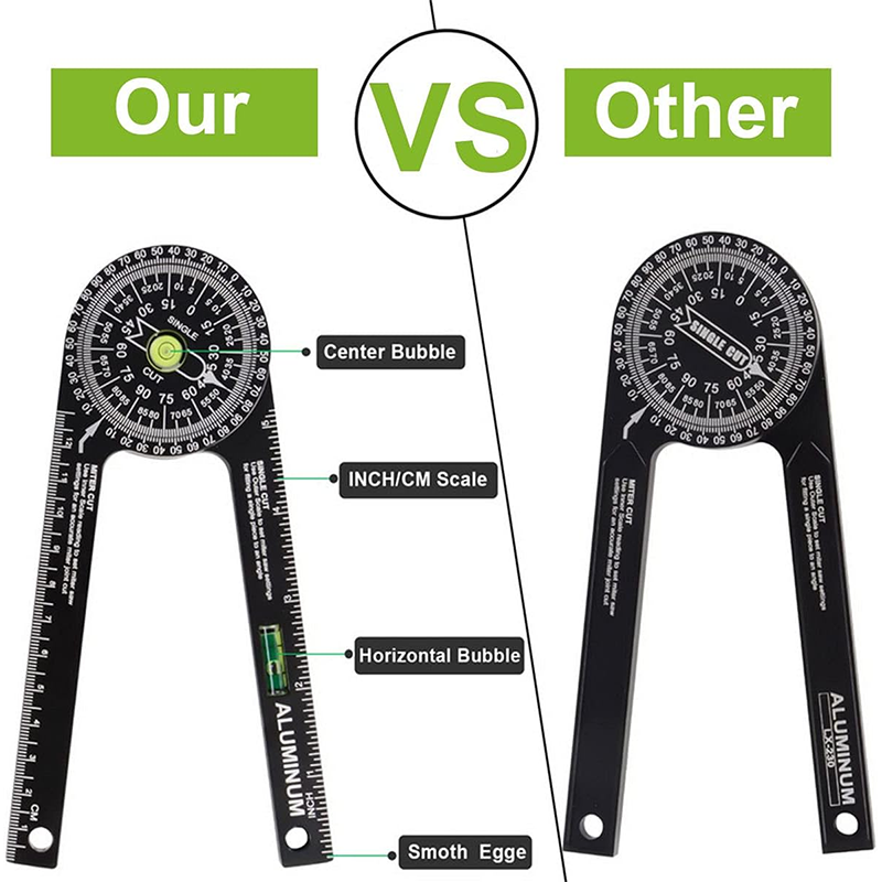 Miter Gauge,Miter Saw Protractor, Aluminum Protractor With Level, High Precision Laser Inside And Outside Miter Angle Measurer, Suitable For Angle Measurement Carpentry, Trim Work, Plumbers And All Construction Trades