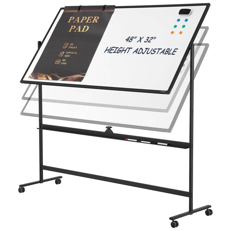 Mobile White Board 48" x 32" Large Double Sided Mobile Whiteboard for Home Office Classroom