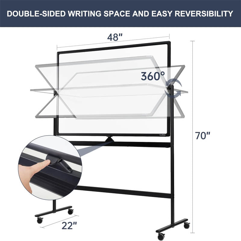 Mobile White Board 48" x 32" Large Double Sided Mobile Whiteboard for Home Office Classroom