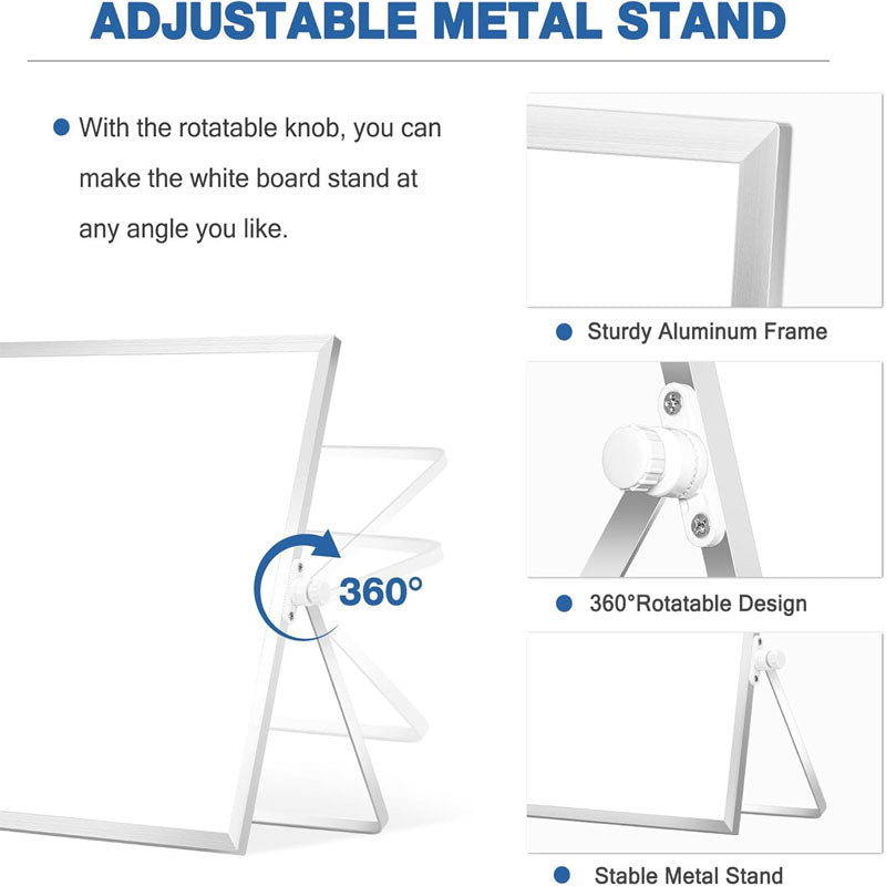 Product information with Stand 16" X 12" Desktop Magnetic Whiteboard Double-Sided Dry Erase Board for School Office Home