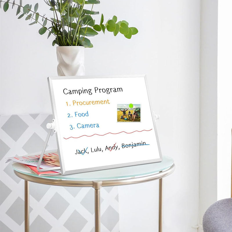 Product information with Stand 16" X 12" Desktop Magnetic Whiteboard Double-Sided Dry Erase Board for School Office Home