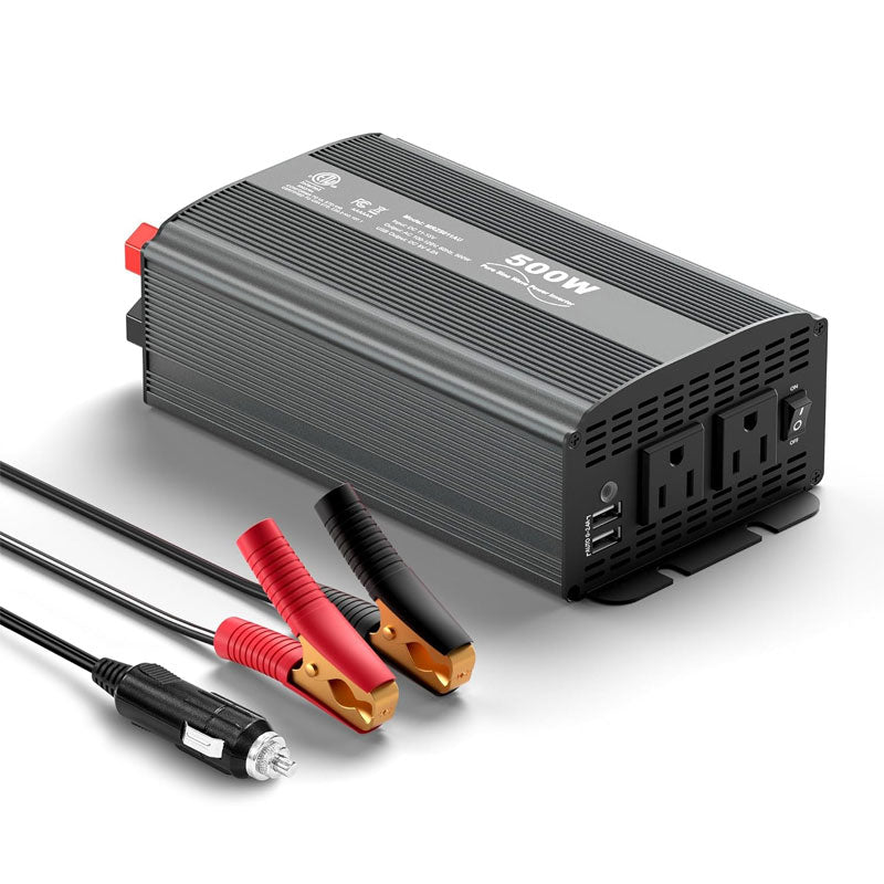 500W Pure Sine Wave Power Inverter, DC 12V To 110V AC Car Plug Inverter Adapter, Power Converter For Car RV Truck Solar System Travel Camping